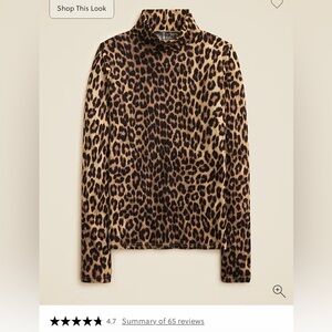 J. Crew 	New feather jersey turtleneck in leopard print